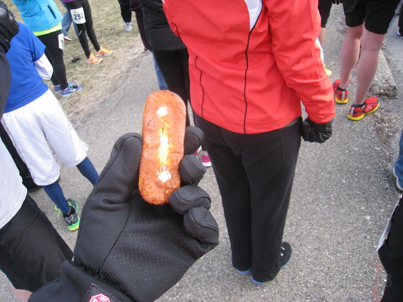 2013 Twinkie 5K 42.JPG - The 2013 Twinkie 5K. This is run on April Fools Day (April 1) every year. It is run in Ann Arbors Gallup Park. This year was a very cold and windy evening. (It is run at 6:15 pm)